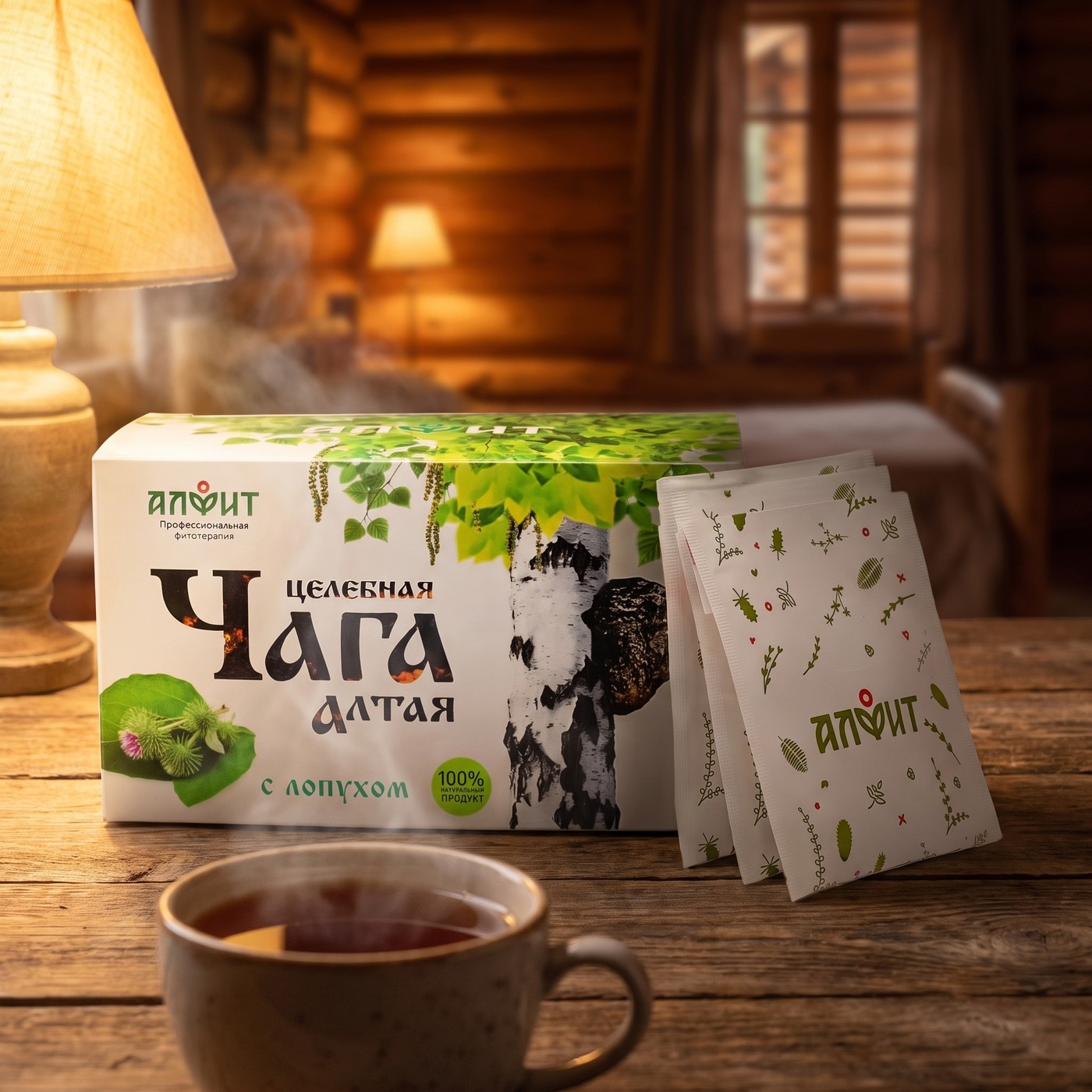Целебная чага Алтая с лопухом 40г (20 ф-п по 2 г)