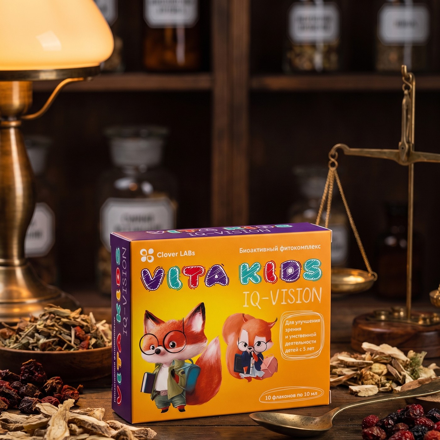 Clover Labs Vita Kids IQ-vision для улучш. зрения и умств. деятельности детей, 10 фл по 10мл