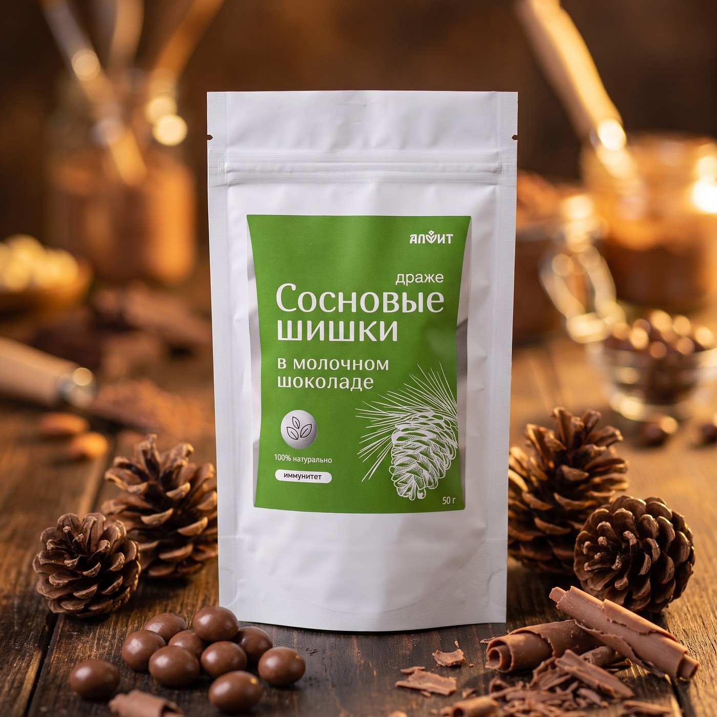 Драже "Шишки сосновые в молочном шоколаде" 50 г