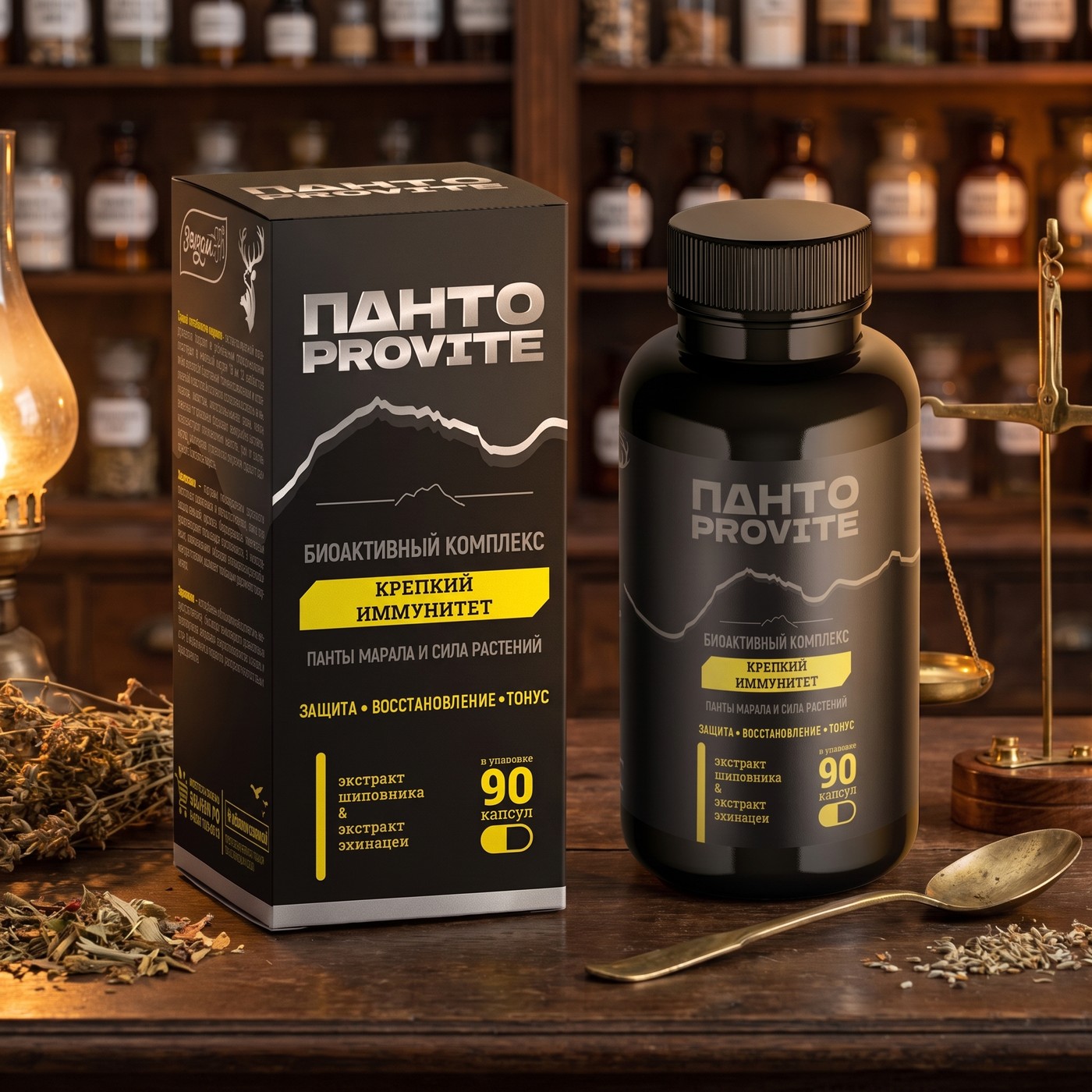 Комплекс на основе пантов марала "Крепкий иммунитет", 90 капсул, ПЭТ