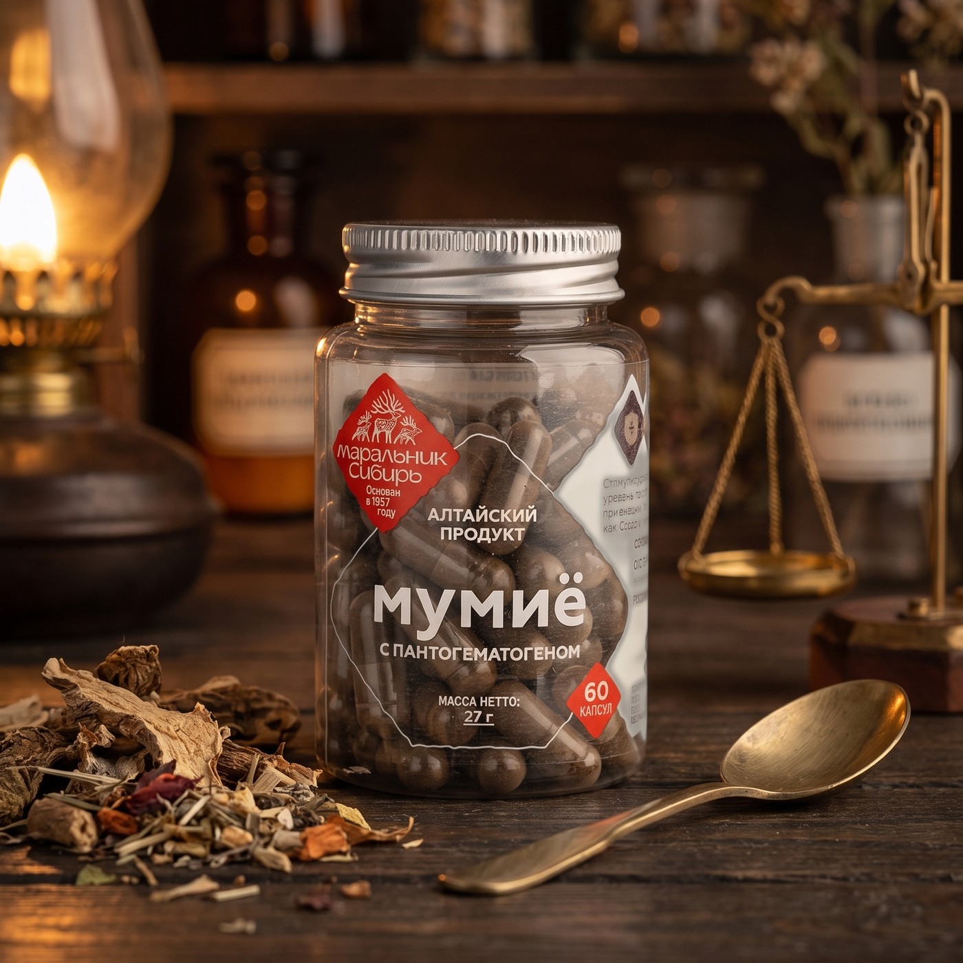 Мумиё с пантогематогеном, 60 капсул, 27 г