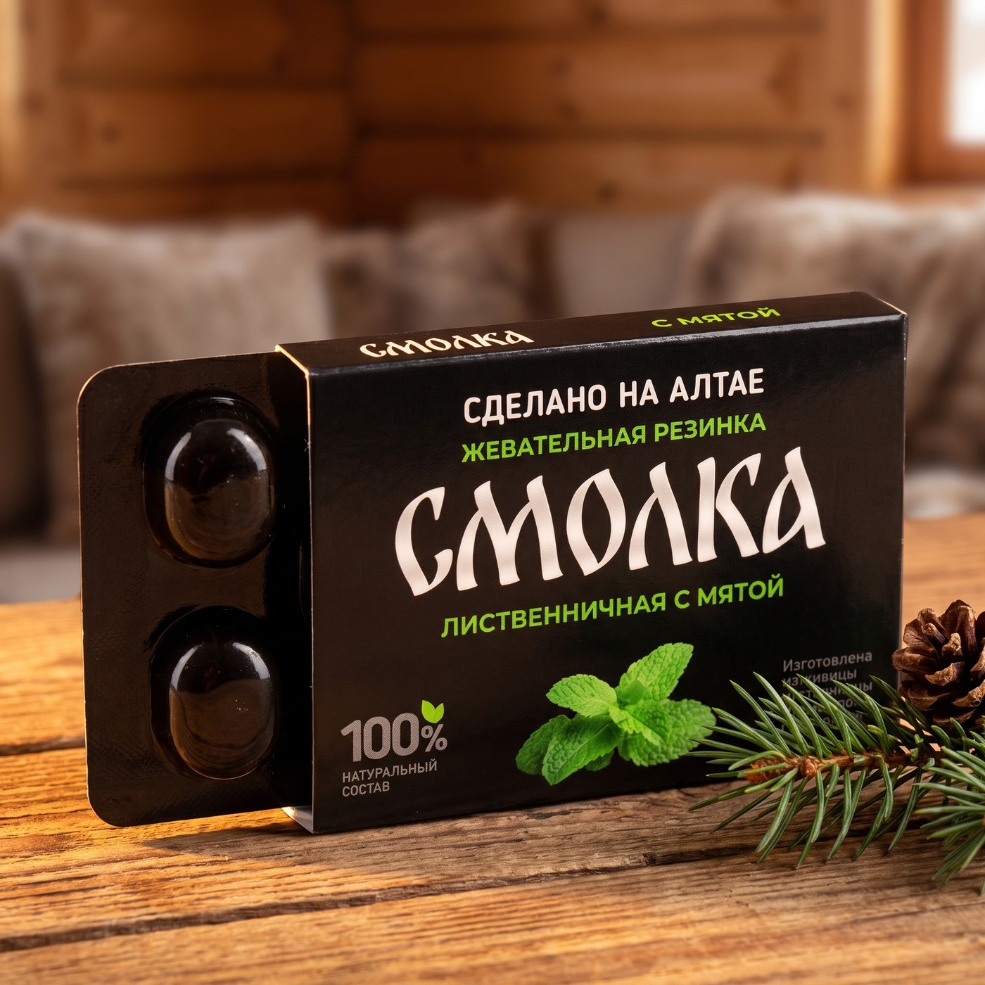 Резинка жеват. "Смолка таежная с Мятой , №5 по 0,8 г